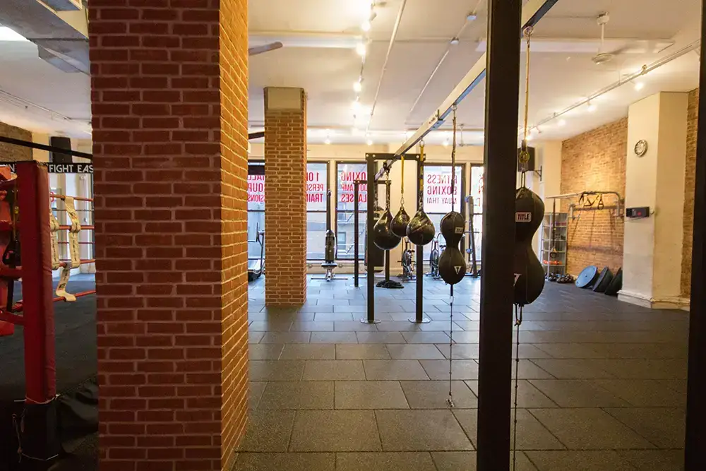 Work Train Fight Boxing Area has plenty of bags for practicing